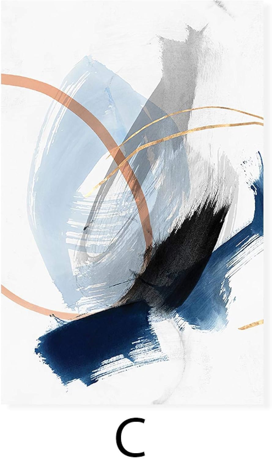 モダン抽象ブルーグラフィティキャンバス絵画色付き線ポスターとプリント壁アート写真 リビングルーム家の装飾50x70cmx3フレームレ