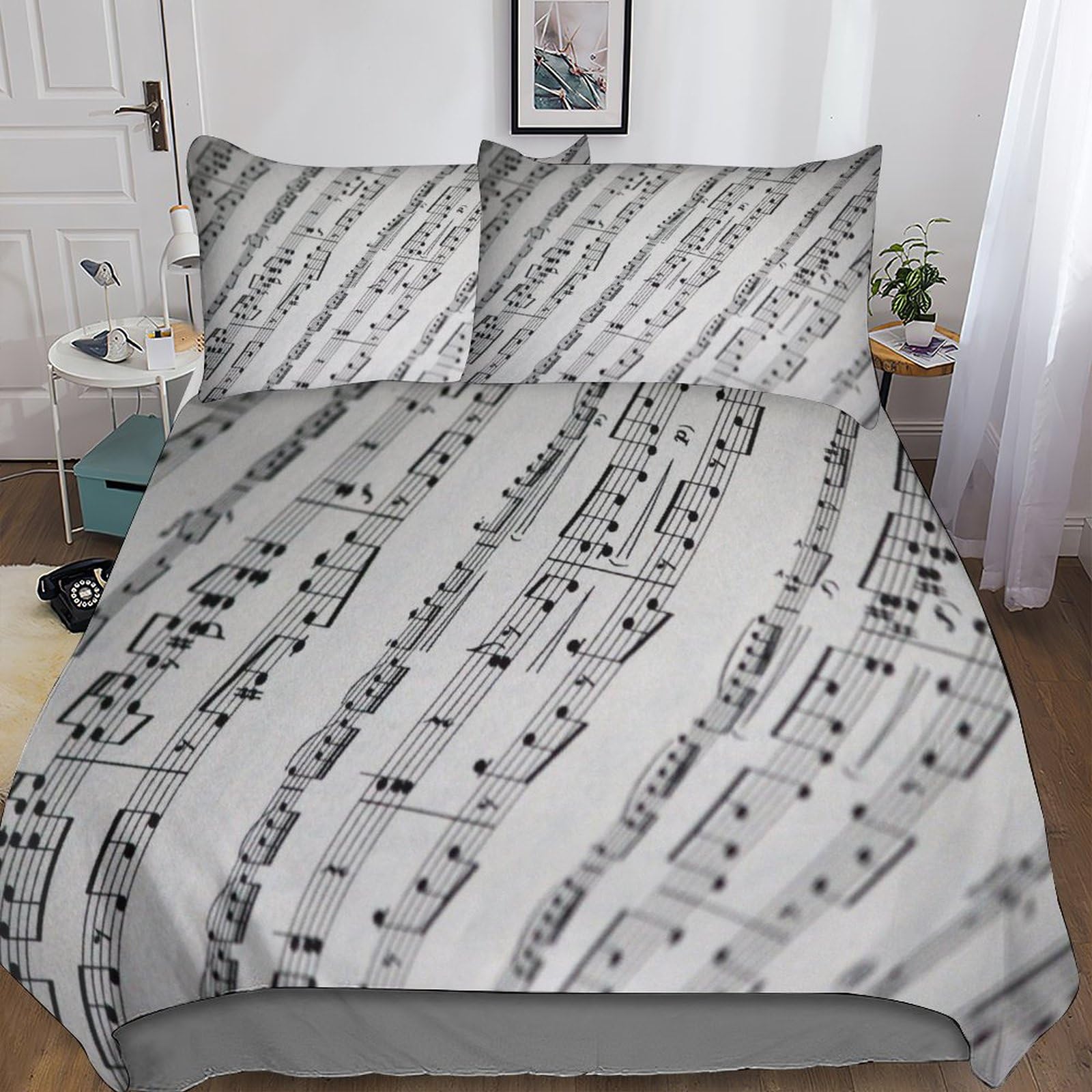 Housse de couette musique parure de lit 3 pièces, le cadeau parfait pour mélomane