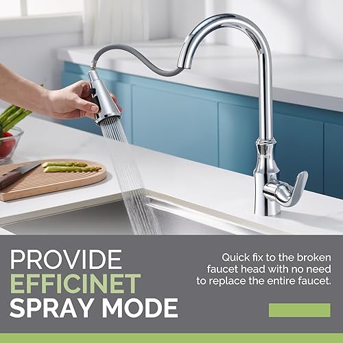 Miniatura 7 de Angle Simple - Cabezal de repuesto para grifo de cocina, cromado, 3 funciones, cabezal de grifo dual Aquablade para fregadero de cocina, cabezal