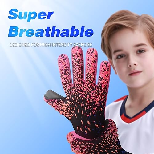 Miniatura 8 de QUICARD Guantes de portero de fútbol, guantes de portero de fútbol con agarre definitivo con tamaño 678910, receptor fuerte, fútbol americano para