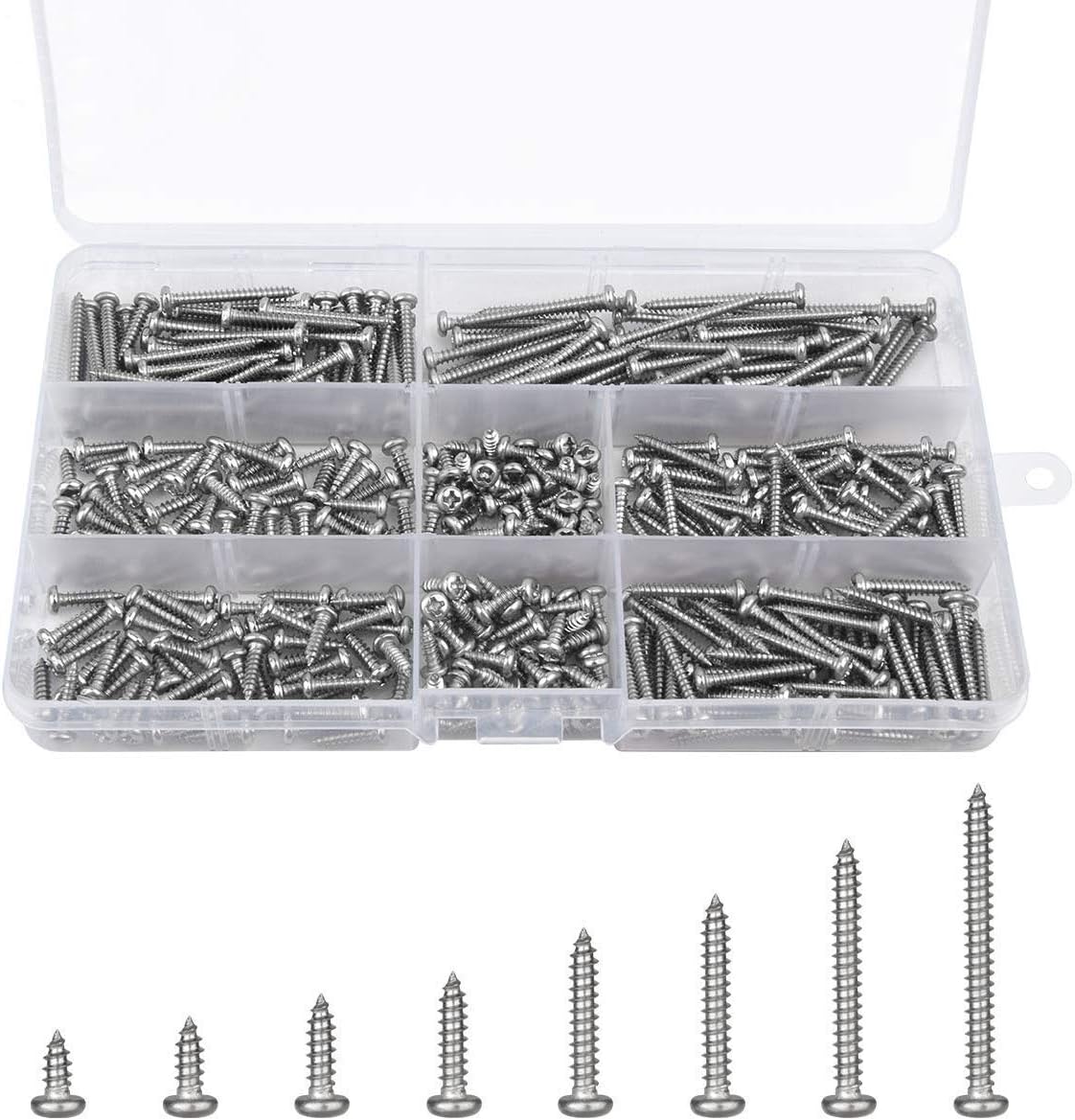 Loscrew 400Pcs M3 Phillips Pan Head Self-Tapping  Screws  (6mm/8mm /10 mm/12 mm/16 mm/20 mm/25 mm/30 mm)