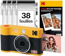 KODAK Mini Shot 2 Era Instant Camera 5x7.5cm, 38 Sheets, Yellow | Bluetooth, iPhone and Android, 13MP camera, print preview, water resistant, smudge-proof and fade resistant
