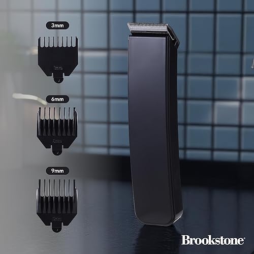 Miniatura 4 de Brookstone - Cortadora de pelo inalámbrica con base de carga, aseo de precisión para cabello, barba y cuerpo con peines guía ajustables
