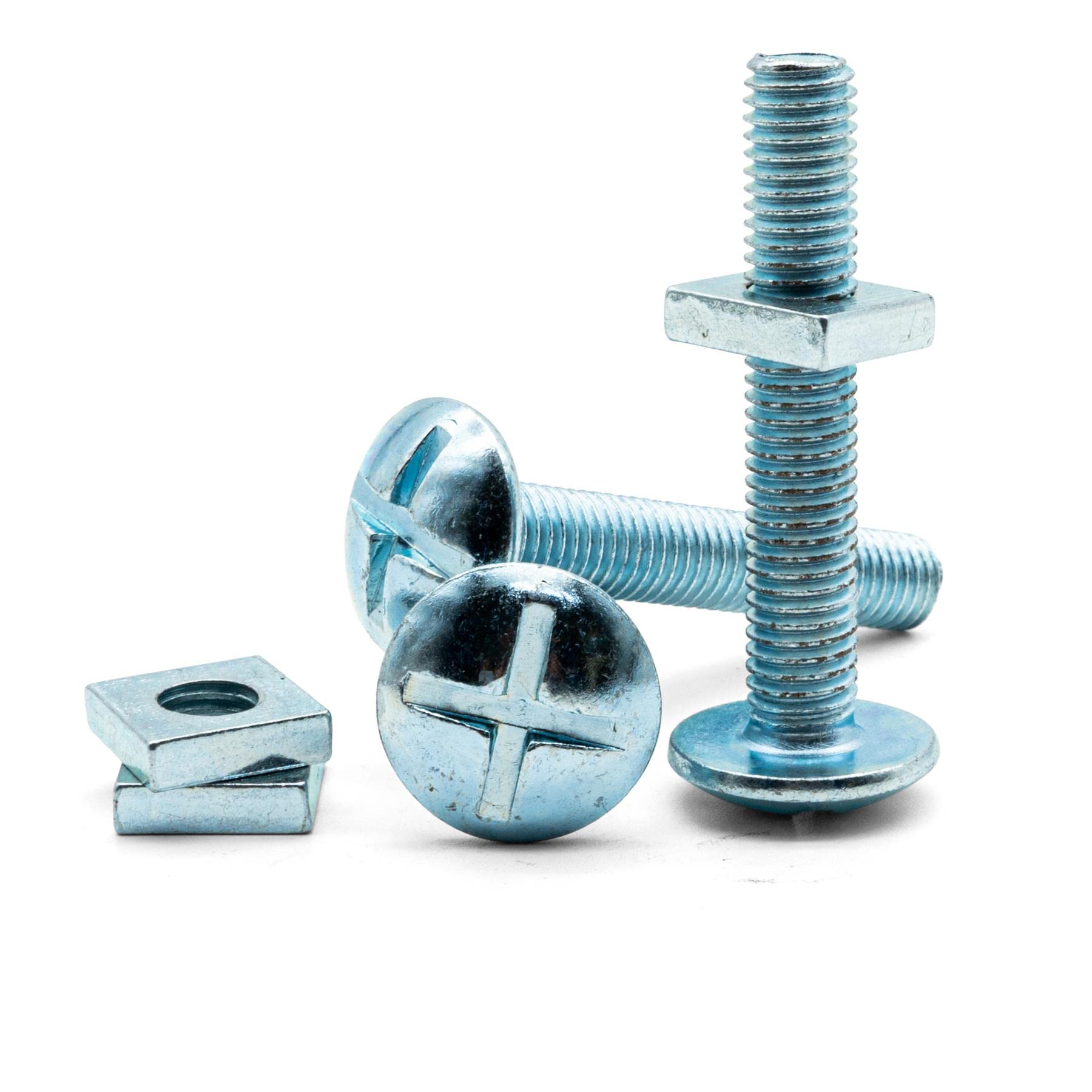 Hippo Hardware M5 (5mm X 20mm) Roofing Bolts with Square Nuts Cross Slotted Mushroom Head Bright Zinc Plated Bolt (Pack of 20)