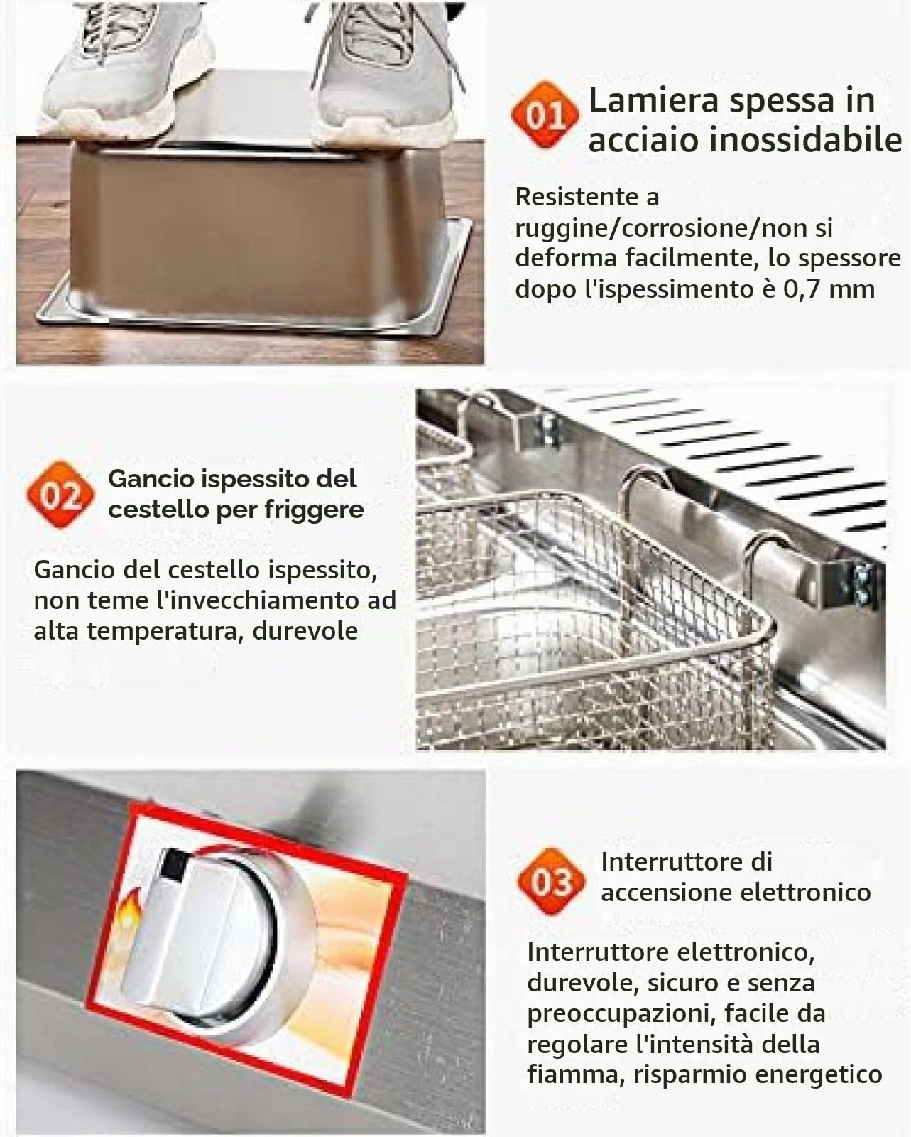 Friggitrice A Gas Di Grande Capacità, Friggitrice A GPL In Acciaio Inossidabile Per Uso Domestico E Commerciale, Potenza Di Fuoco Regolabile, Con Cestelli E Coperchi, Per Patatine, Ciambelle E Pes