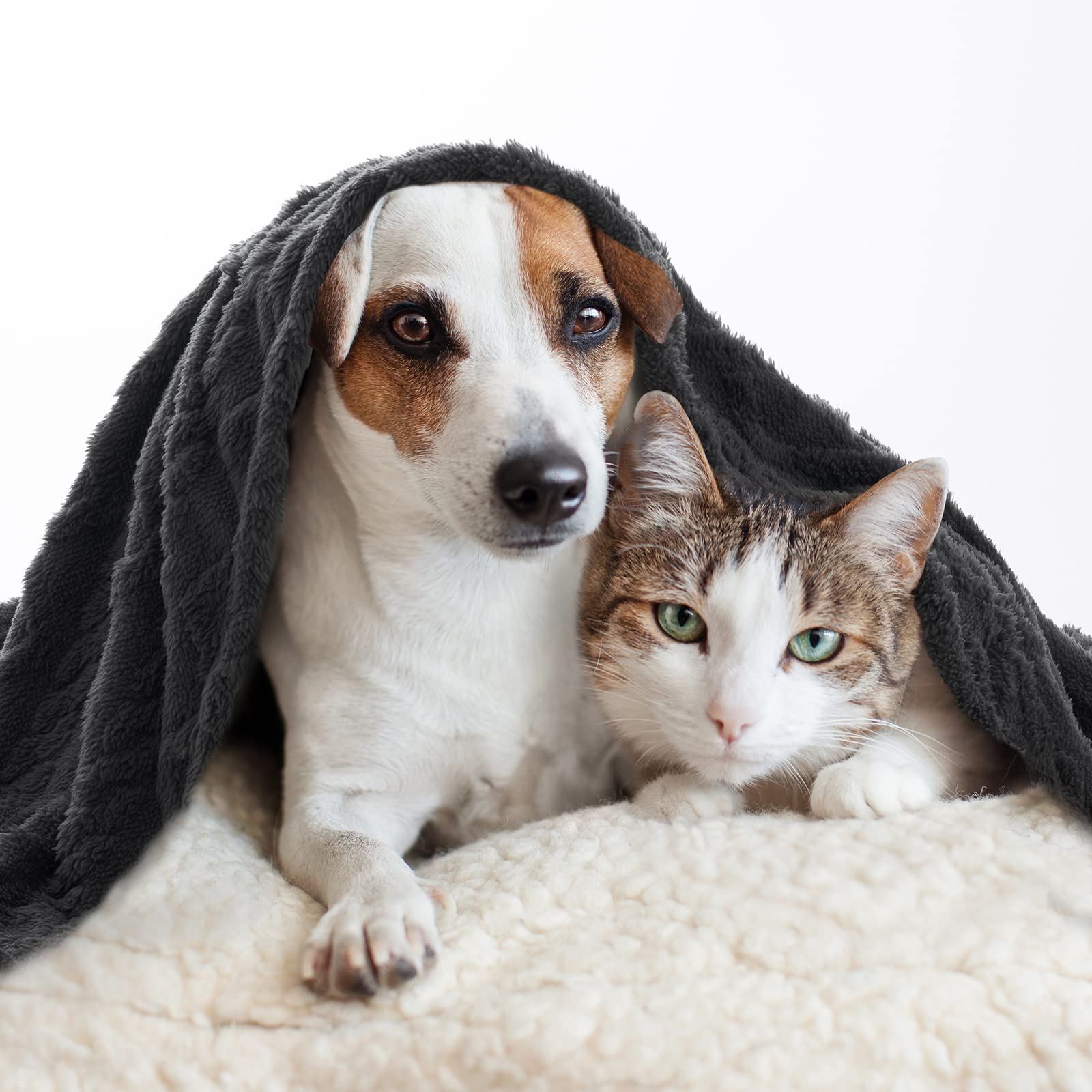 MIULEE Hondendeken voor huisdieren, 70 x 100 cm, pluizige fleece-stof, zachte en schattige warme beddenhoes, wasbare slaapmat voor honden, katten, cavia, anaimals, medium donkergrijs