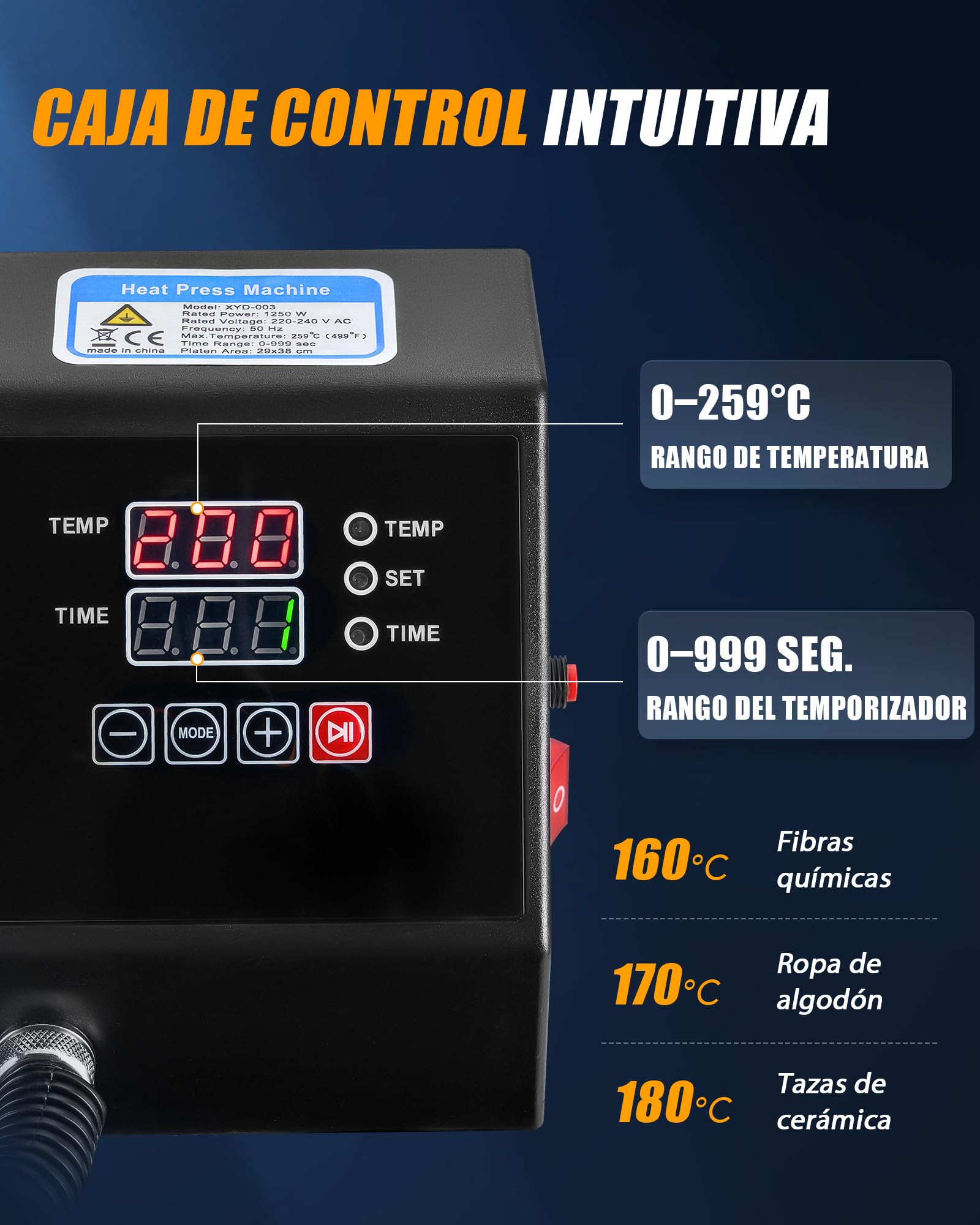 CREWORKS Prensa de Calor 38x30 cm, Maquina de Sublimacion 11 en 1 con Control Digital, Tubos de Calefacción Dual para para Camisetas, Tazas, Sombreros, Platos, Zapatos, Bolígrafo