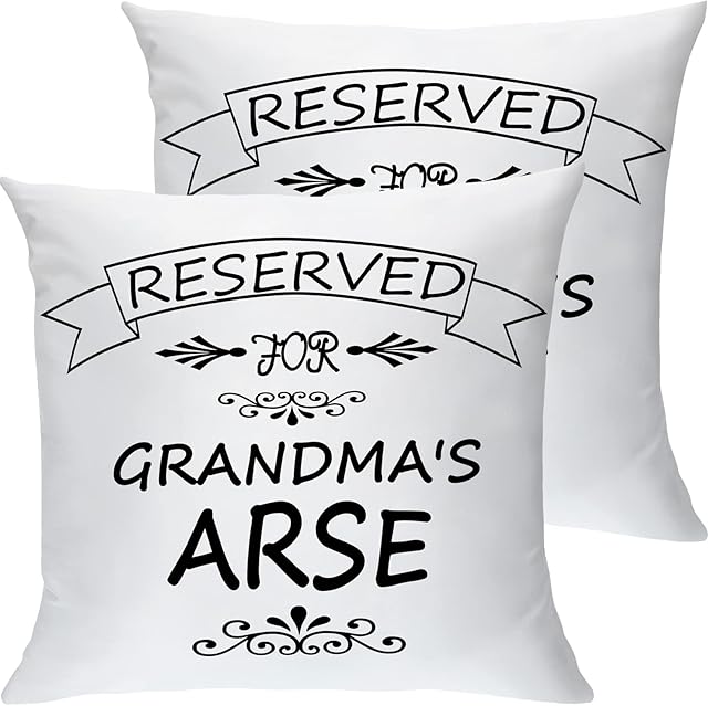 Patelai 2 Pieces Reserved for Grandad Cushion Cover Reserved for Grandma Reserved Pillow Cover Grandparents Pillow Cases Funny Novelty for Grandfather Grandmother (15.7 x 15.7 Inches)