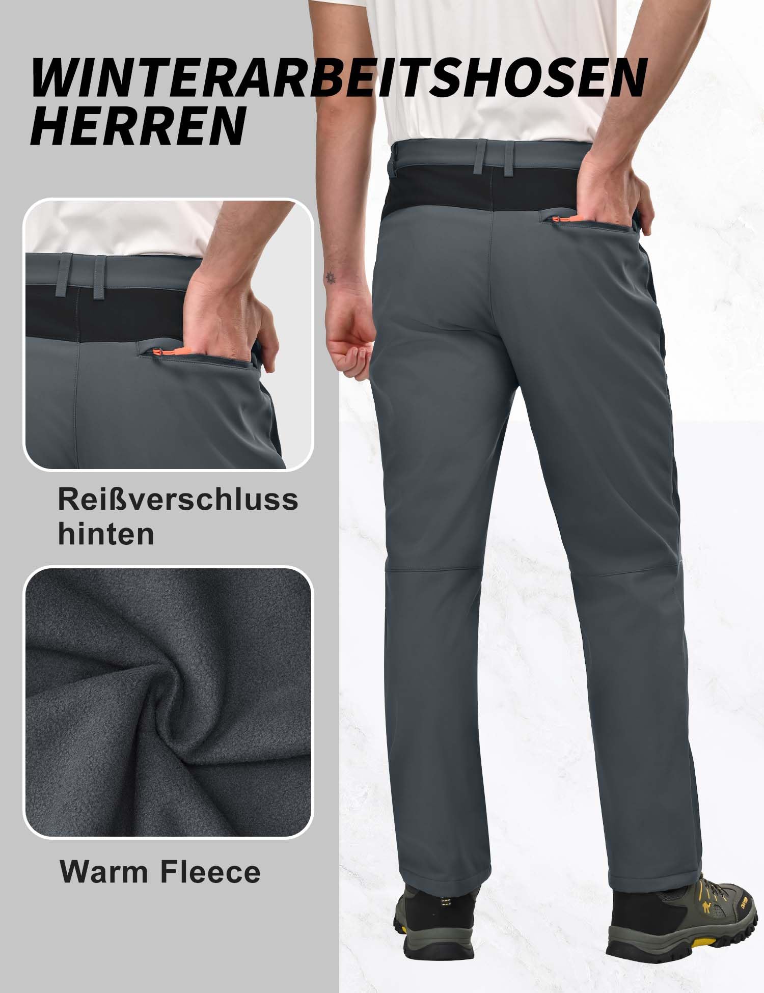 HFDWYJ Uomo Impermeabile Hiking Pants Outdoor Snow Ski Pesca Fleece Foderato Isolato Soft Shell Pantaloni Invernali