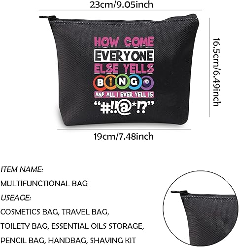 Miniatura 2 de WCGXKO Bolsa de regalo divertida para jugadores de bingo, bolsa de maquillaje con cremallera para amantes de los juegos de bingo de la suerte, Cómo