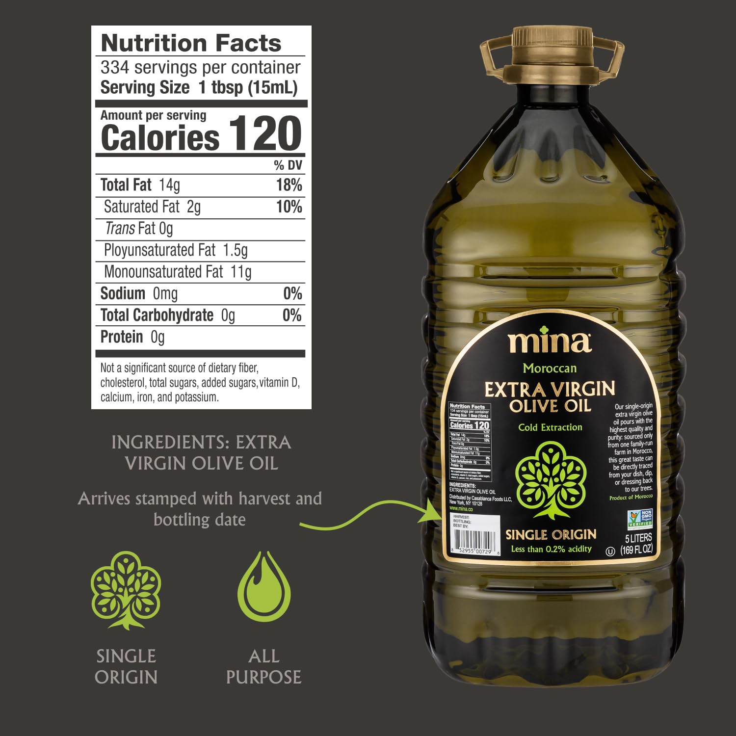 Amazon.com : Mina Moroccan Olive Oil Extra Virgin 169 Fl Oz