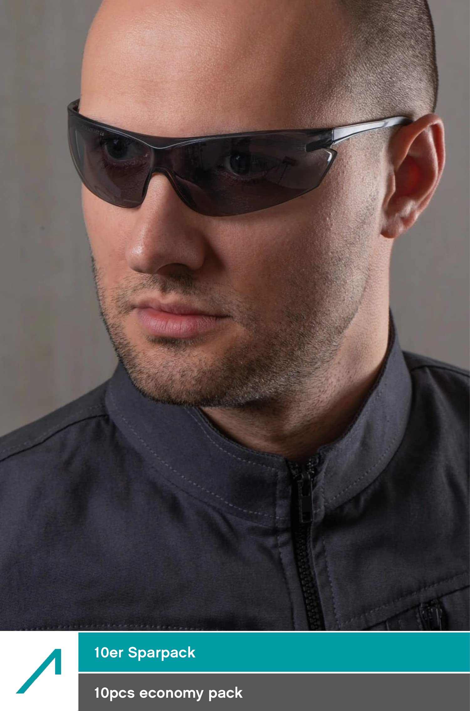 ACE FL-15G Arbeits-Brille im 10er Pack - beschlagfeste Schutzbrille für die Arbeit - Anti-Beschlag - EN 166 - Getönt