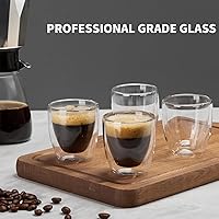 Vista 2 de Juego de 4 tazas de café expreso de doble pared (50% más gruesas), tazas de café expresso transparentes de 3 onzas, vasos de chupito de espresso
