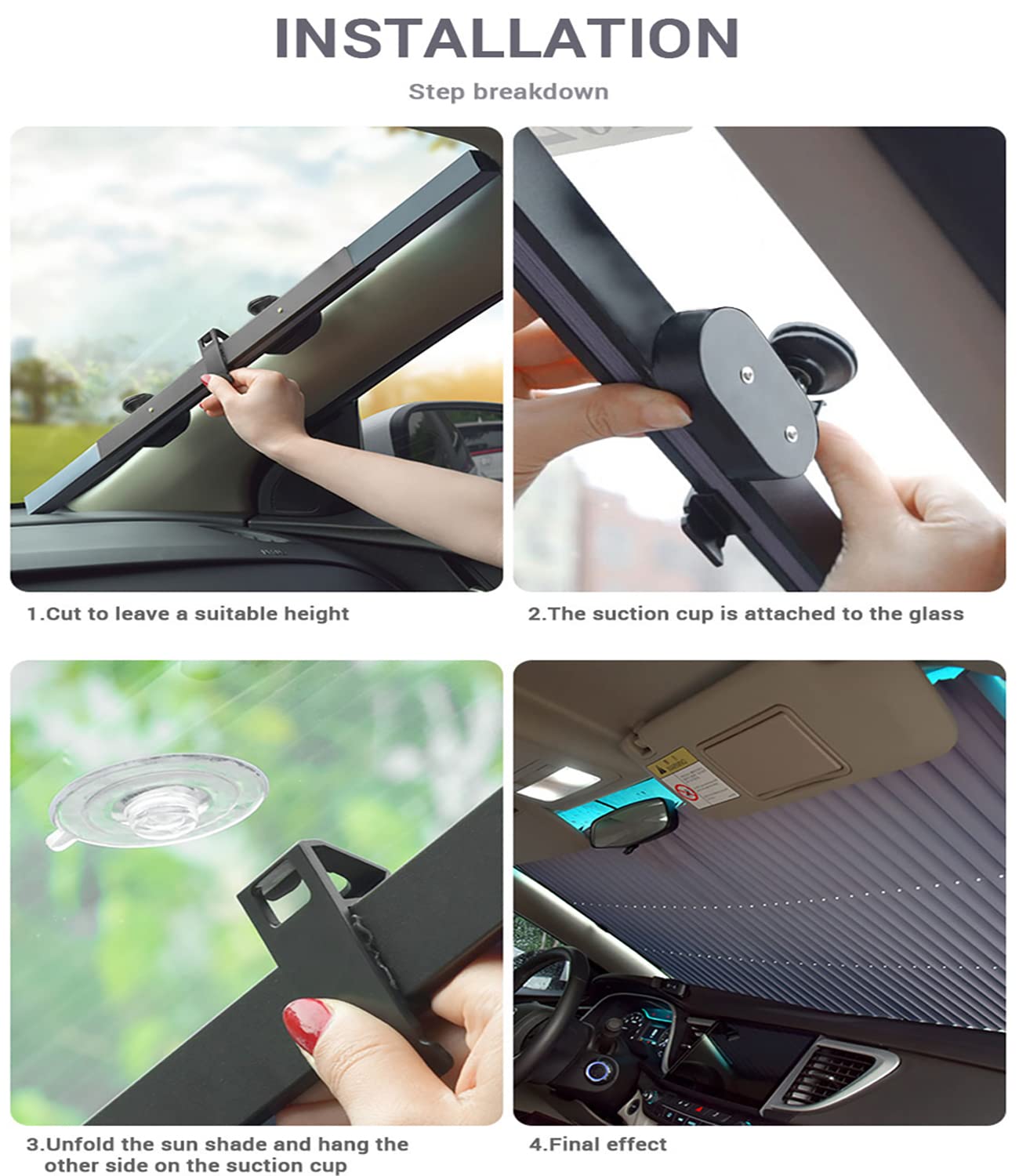 Parasole Parabrezza per Opel Meriva/Mokka/Tigra/Vectra/Grandland/Zafira, Visiera per Parabrezza Auto Retrattile Automatica Retrattile con Protezione a Ventosa,Rear