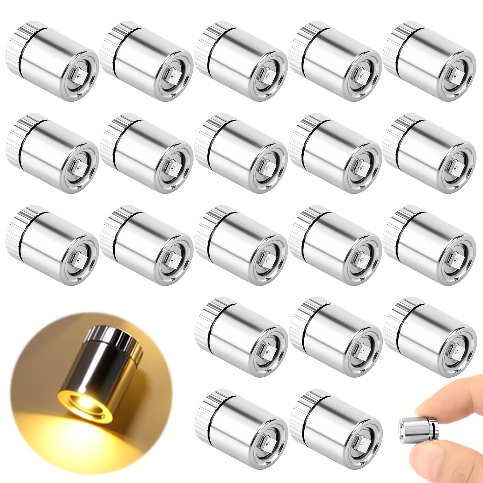 20pcs Small LED Lights Warm White, Mini Silver Battery Fairy Lights for DIY Crafts, Dollhouse Lighting, Balloons and Wedding Decorations