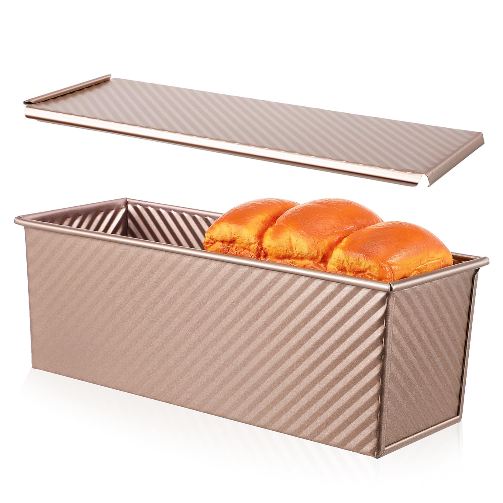 Alipis Kastenform aus Kohlenstoffstahl mit Deckel Wellenförmige Toastform für Selbstgebackenes Brot Rechteckige Brotform mit Belüftung und Stabiler Leistung für Backsessions