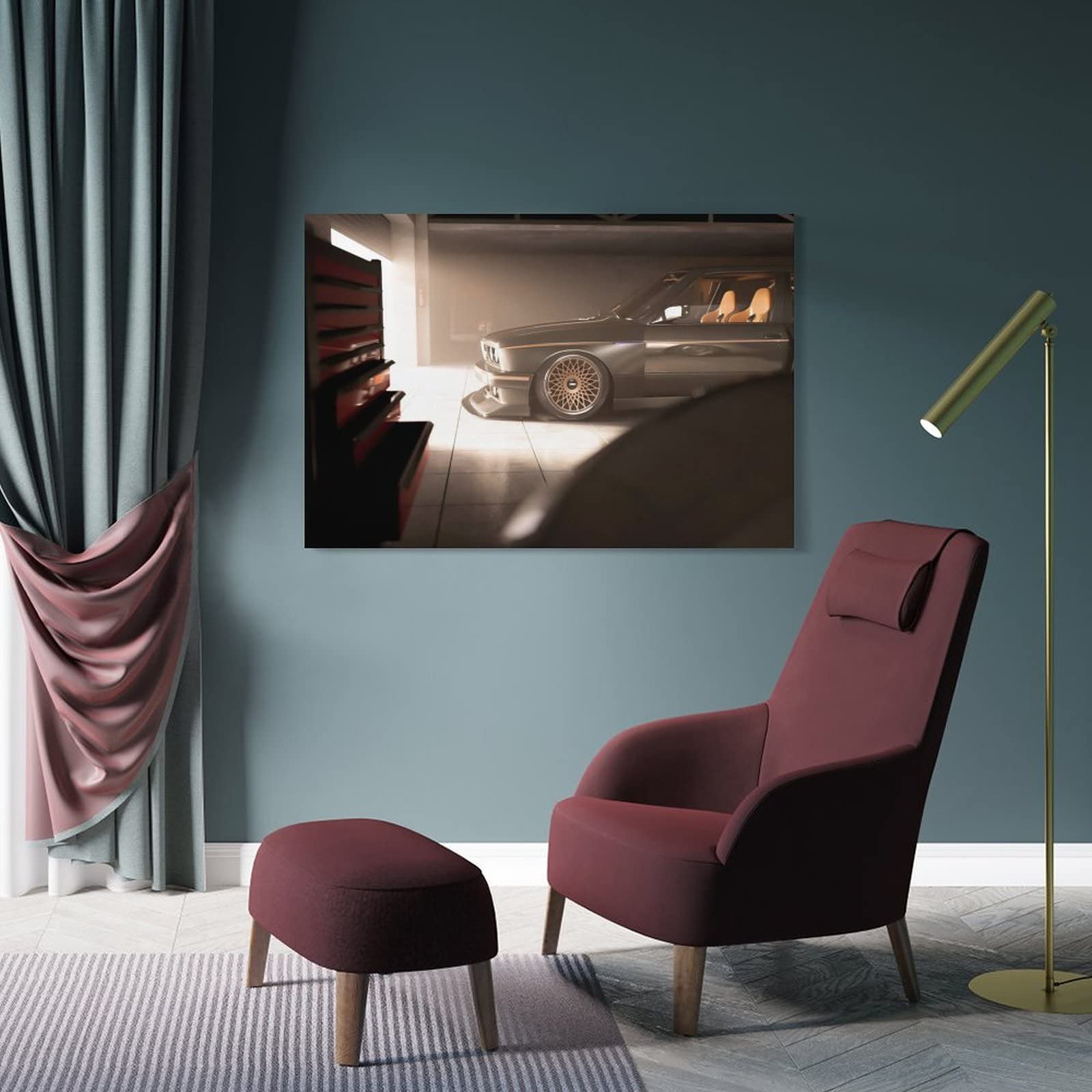 Poster Toile BMW E30 M3 - 50 X 75 Cm - Décoration Murale Moderne Pour Chambre, Bureau, Salon
