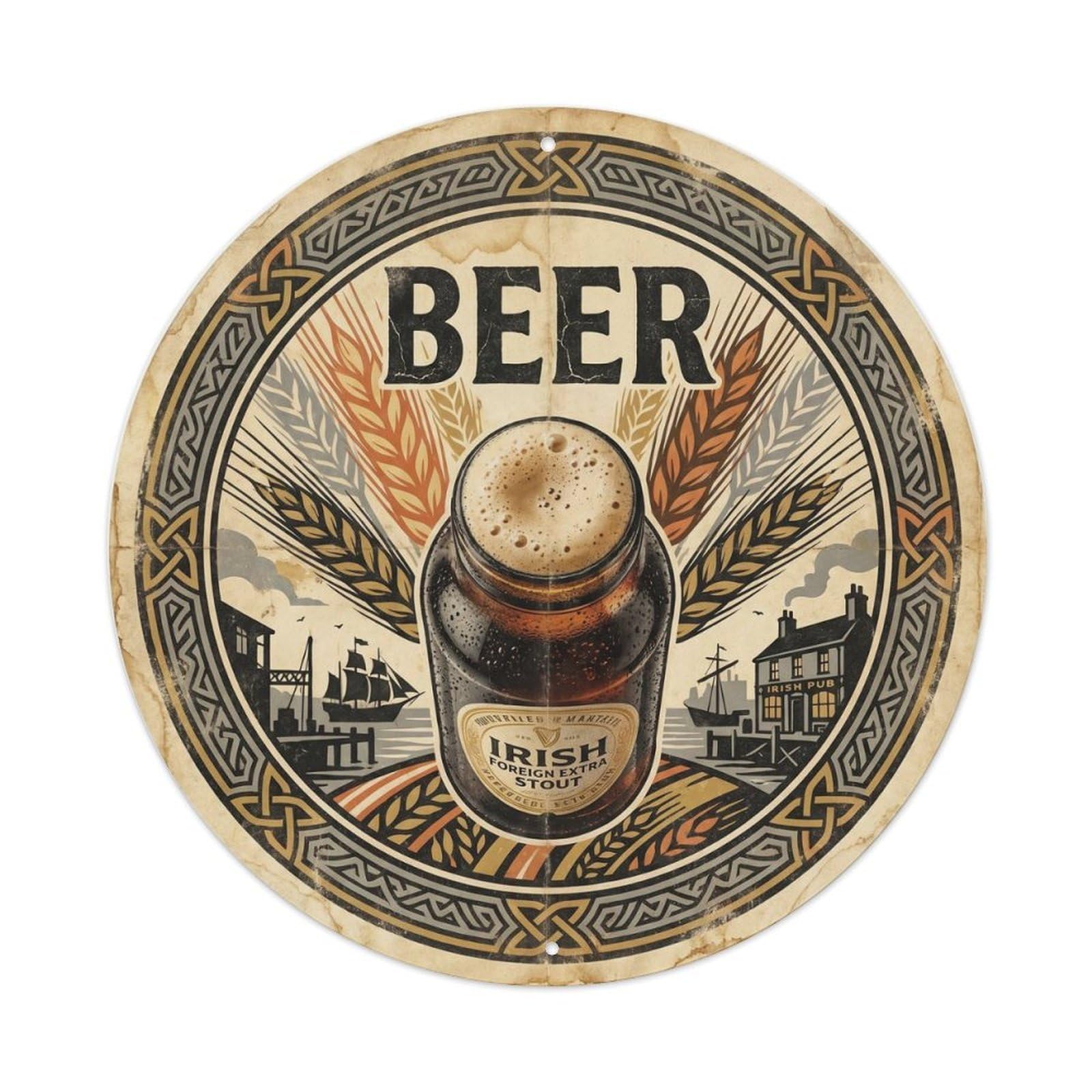 Irish Travel Craft Beer Beverage Retro Screenprint Metal Tin Sign