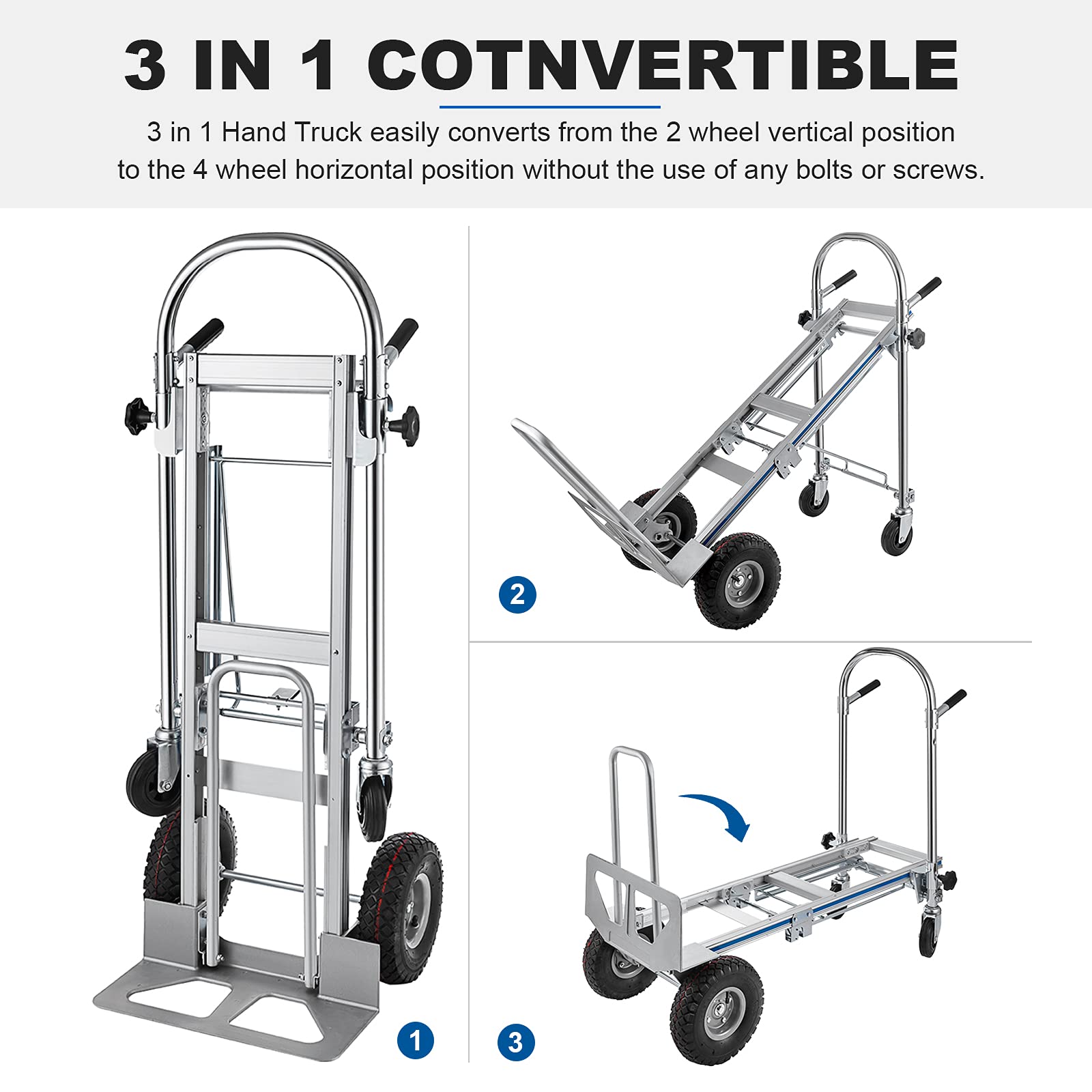 Buy PRIBCHO Aluminum Hand Truck 1000 lb Capacity Convertible Hand Truck