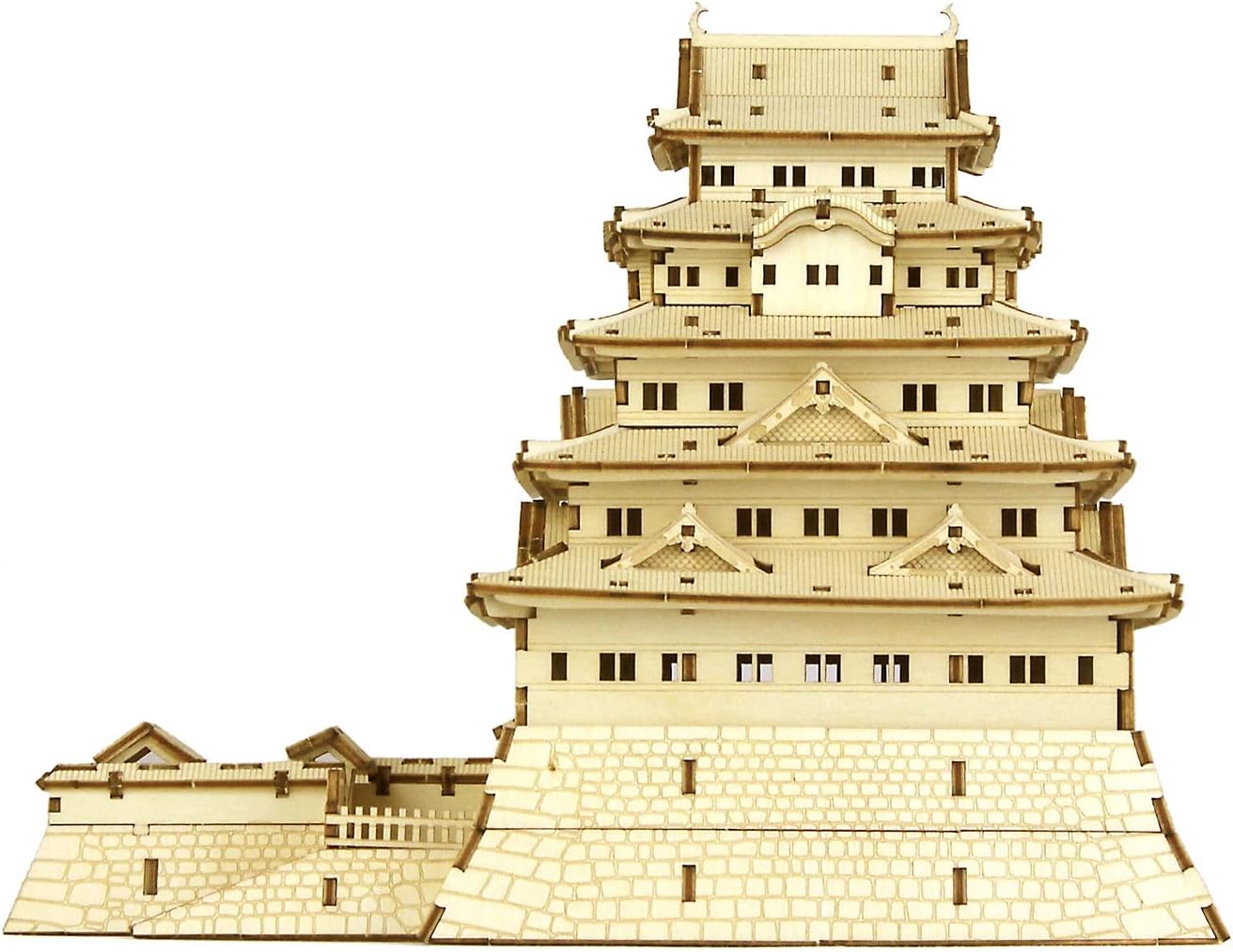 Edo Castle Wooden Architecture 3D Puzzle - Fun DIY Wood Craft Kits - Ideal Gift for Birthdays and Party Favors