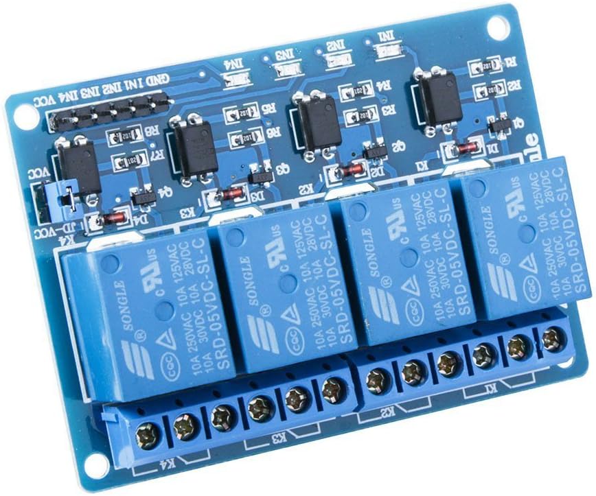 SeeKool 5V 4-Channel Relay Module Control Board with Optocoupler for Arduino UNO R3 Kit MEGA 2560 Project 1280 DSP ARM PIC AVR STM32 Raspberry Pi