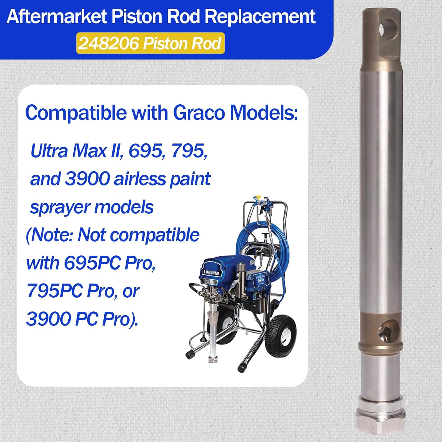 248206 Piston Rod for Graco Ultra Max II 695 795 3900 Airless Paint Sprayer – Aftermarket Replacement
