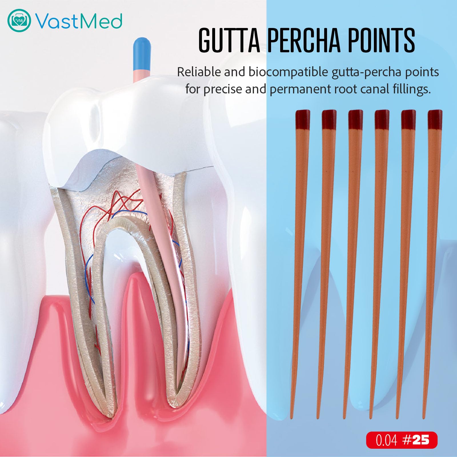 004 Dental Grade Gutta Percha Points #25 by VASTMED | Dental Endo Endodontic Special Taper