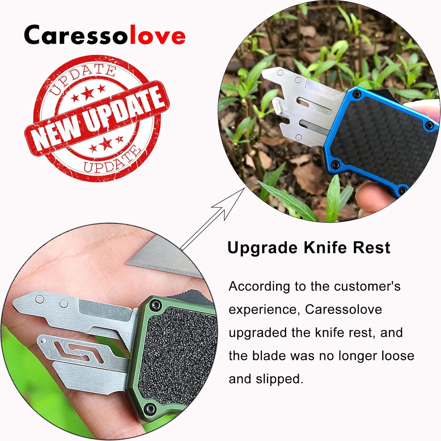 Caressolove Automatic Utility Knife, Green Razor Blades Pocket Knife, Box Cutters Retractable Heavy Duty, Premium Safety Push Button Knife with 5PCS Blades (Blue)