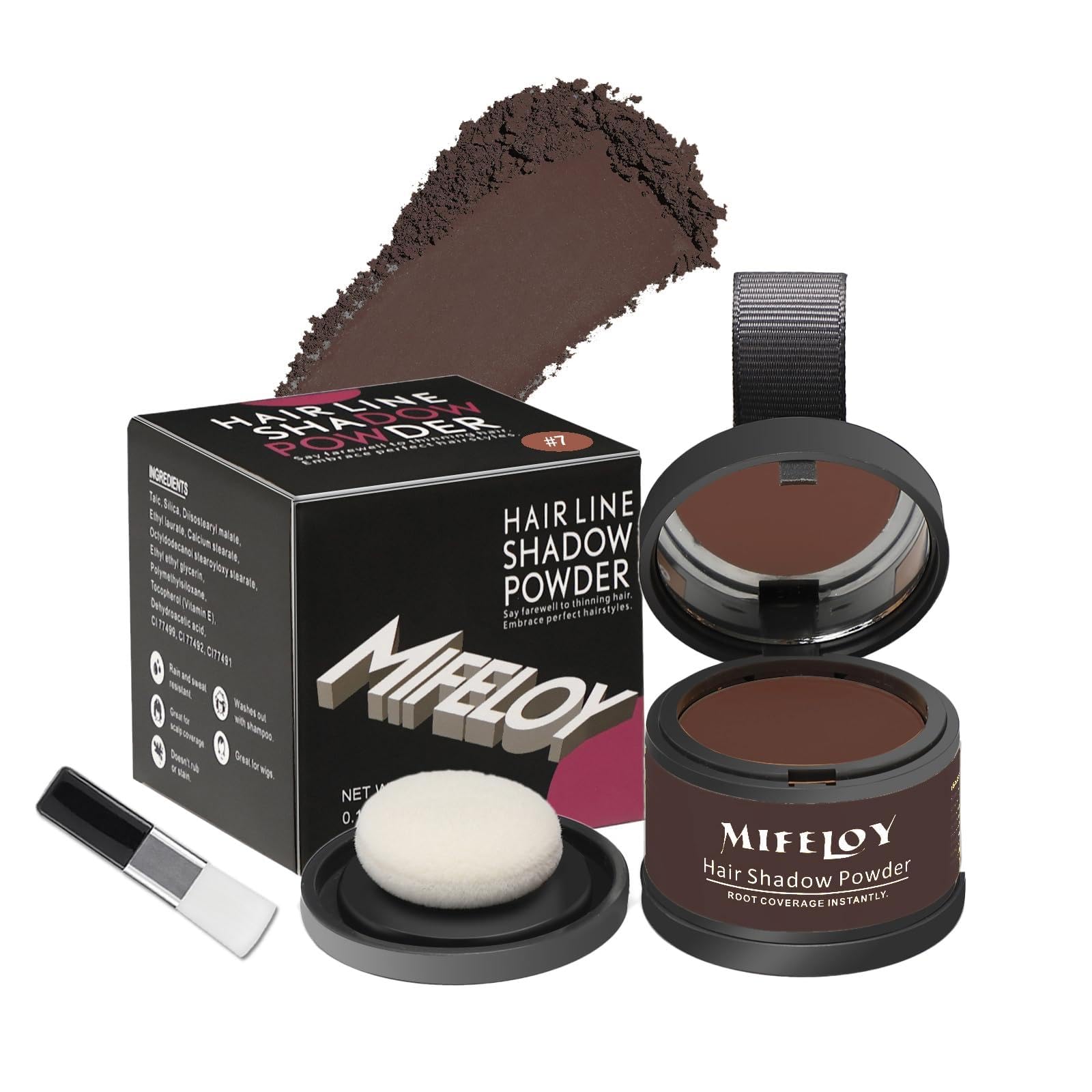Mifeloy Root Touch Up Powder, Instantly Gray Hair Cover Up, Women Color Root Coverage Shadow Powder for Thinning Grey Hairline, Men Roots Concealer