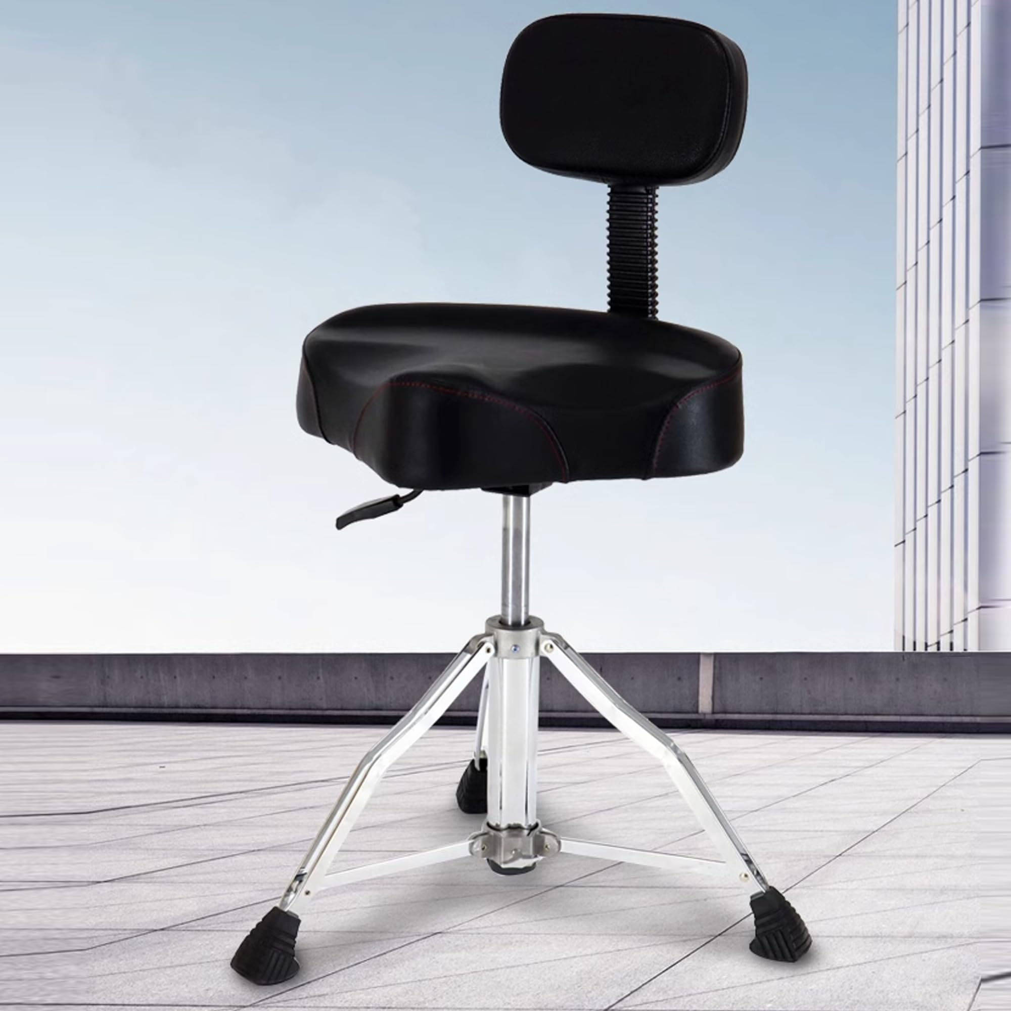 Drum Throne with Backrest, Adjustable Hydraulic Drum Chair Heavy Duty Drum Throne Seat Motorcycle Style Drum Stool for Drummer Adults