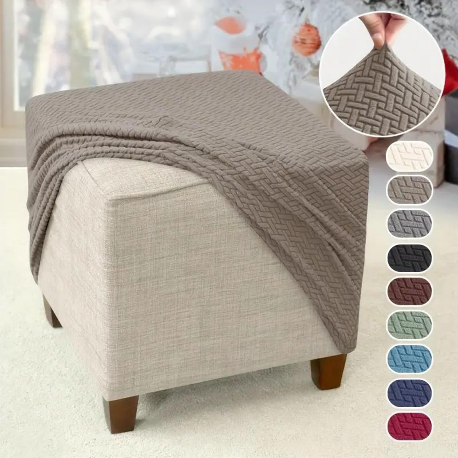 Mswborml Housse Extensible Rectangulaire Pour Ottomane Rectangulaire Avec Bande élastique – Housse De Protection Contre La Poussière Pour Repose-pieds Rectangulaires – Jaune