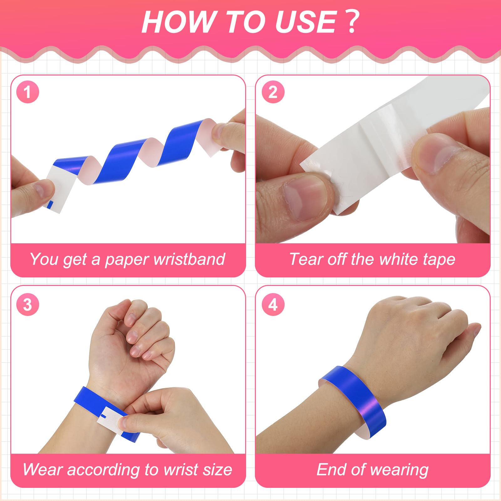 PATIKIL Paper Wristbands for Events 200 Pack Neon Party Wrist Bands - Image 4