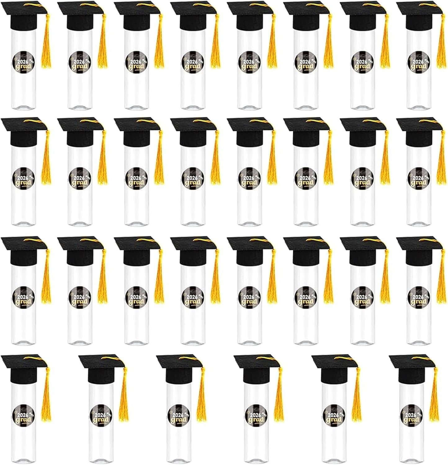 Of 30 Clear Academic Tubes Including Hat Toppers and Stickers for Ceremony Decor Clear Containers