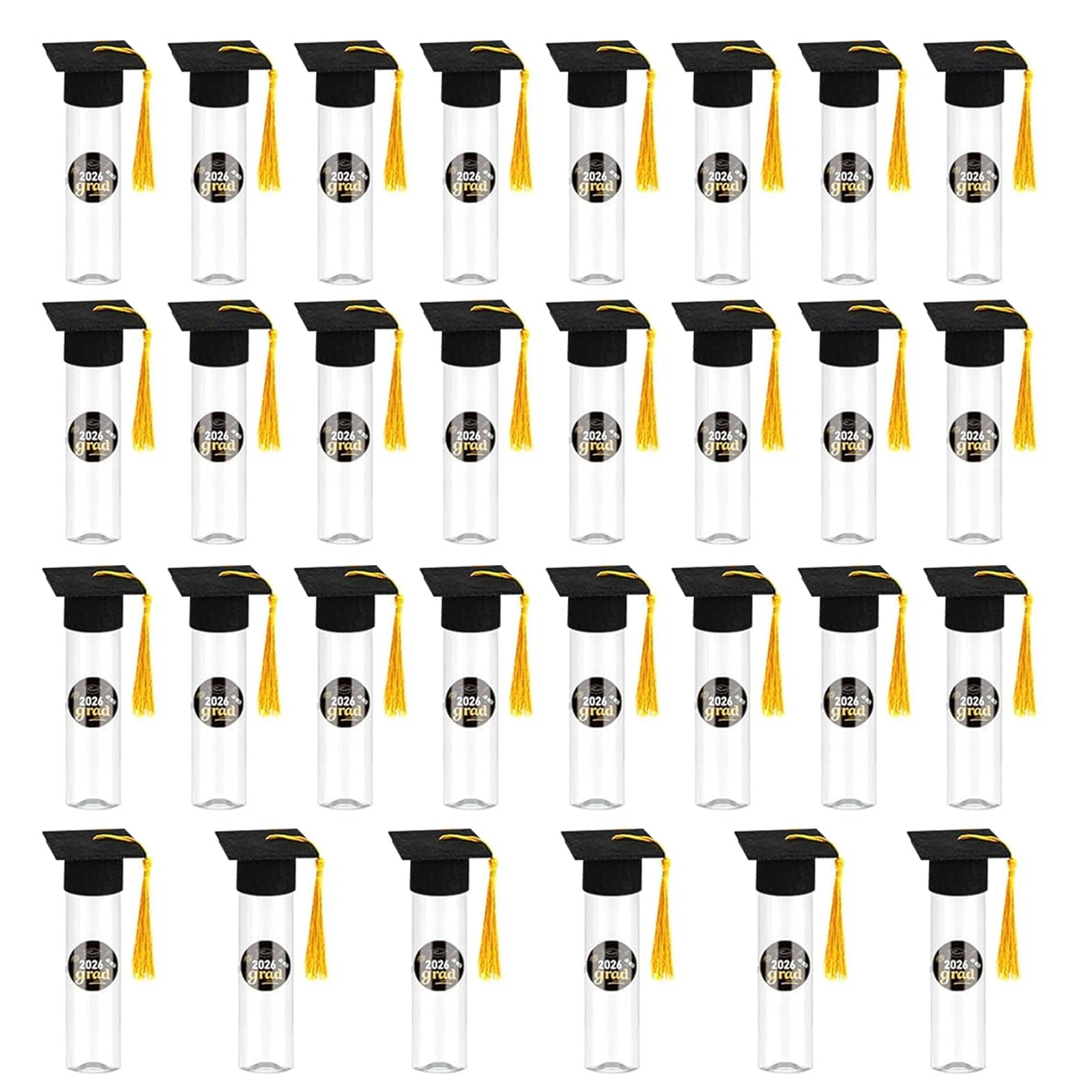 Piceioep 30PCS Academic Achievement Sweet Holders Featuring Cap Toppers and Decorative Labels for Ceremony Bulk Graduation Candy Boxes