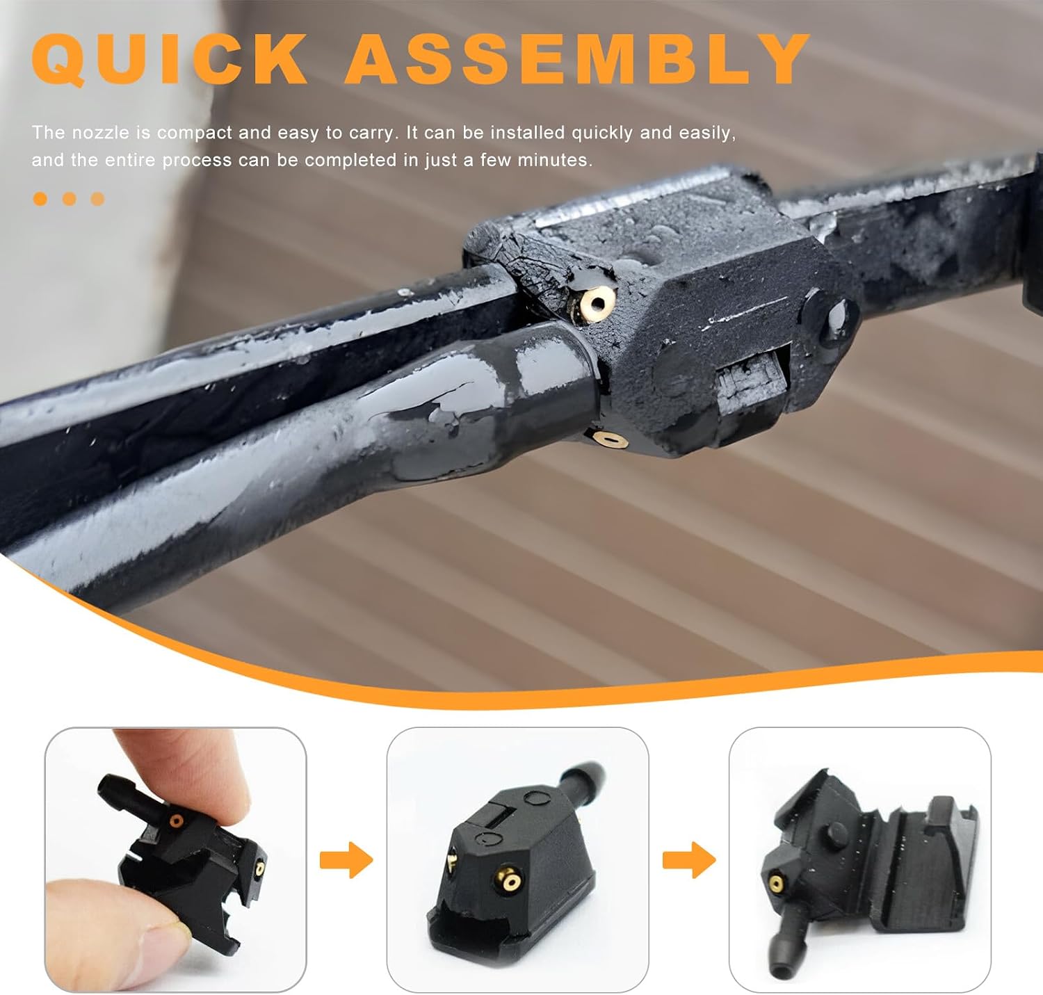 2 PCS Front Windshield Washer Nozzles, 4 Holes Straight Column Auto Window Wiper Washer Sprayers, Universal Windshield Left Right Wiper Sprayer Nozzle for Cars Trucks SUVs