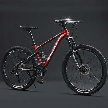 26 Inch Mountain Bike Bicycle High Carbon Steel Frame Mountain Bike Full Suspension MTB Bicycle Front and Rear Disc Brake for Adult Men Women 24-Variable Speed Soft Tail Mountain Bike