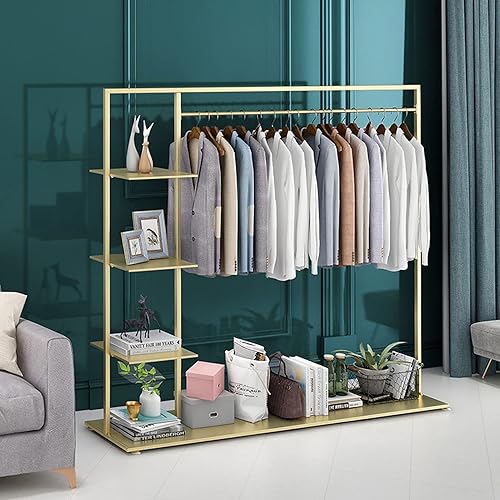 Perchero de metal portátil para ropa, estantes de almacenamiento de 5 niveles, organizador de armario, estante para colgar ropa de alta resistencia