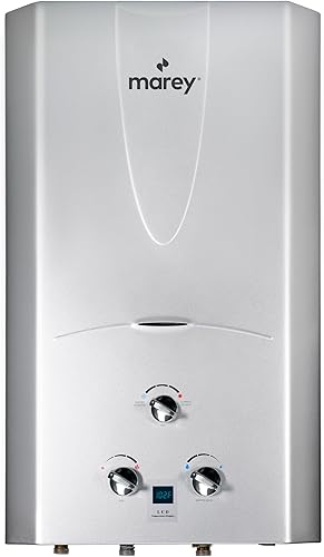 Marey Calentador de agua sin tanque de gas  Calentadores de agua de gas natural de 16L 4.2 GPM para uso en exteriores con pantalla LED  Calentador