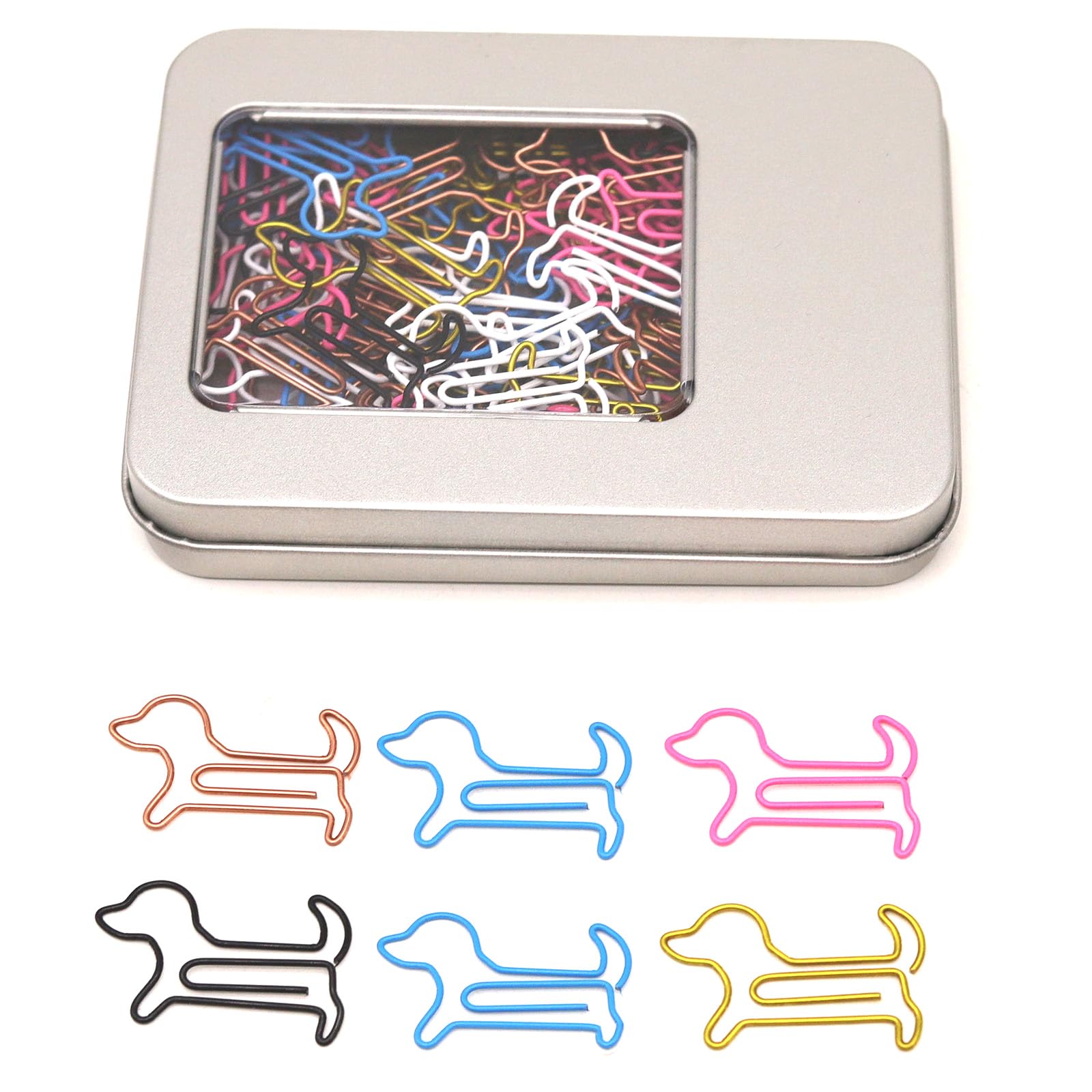 NELJIBEHU 60 Pcs Dog Paper Clips Mixed Color, Dog Office Supplies, German Shepherd Stationery Gifts for Women Men