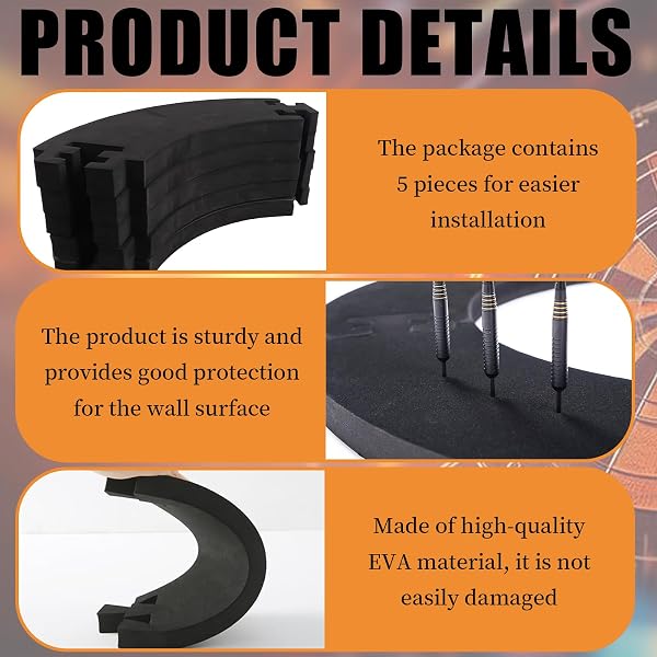 Protection Cible Flechette 5 Pièces Contour Cible Flechette Intérieur 45 cm Extérieur 72 cm Dart-Zubehör EVA Protection Murale Taille Standard Usage Intérieur et Extérieur - 3