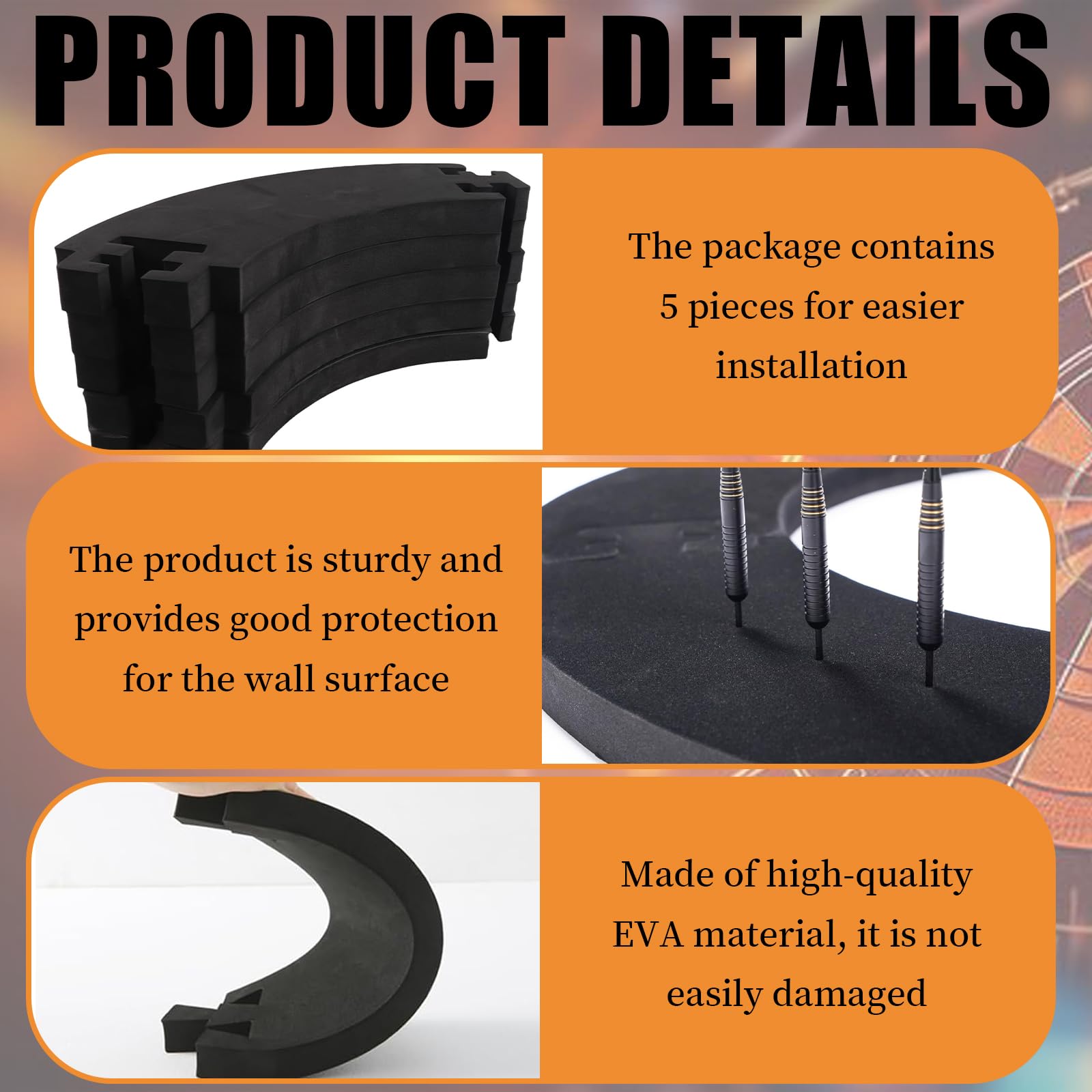 Protection Cible Flechette 5 Pièces Contour Cible Flechette Intérieur 45 cm Extérieur 72 cm Dart-Zubehör EVA Protection Murale Taille Standard Usage Intérieur et Extérieur - 3