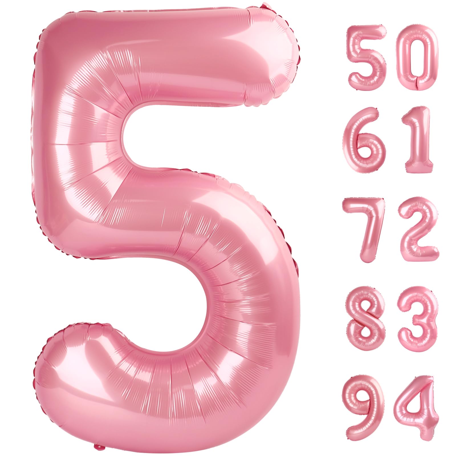 Pastel Pink 5 Balloon - Number Balloon 40 Inch, 5th Pastel Pink Decorations