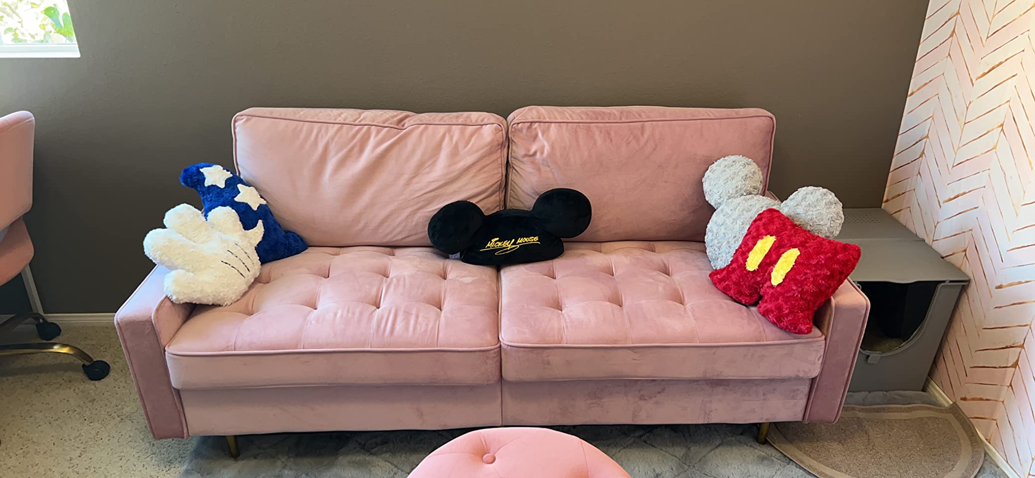 47/mo Finance Danxee Velvet Fabric Sofa Couch 71" Wide Mid Century