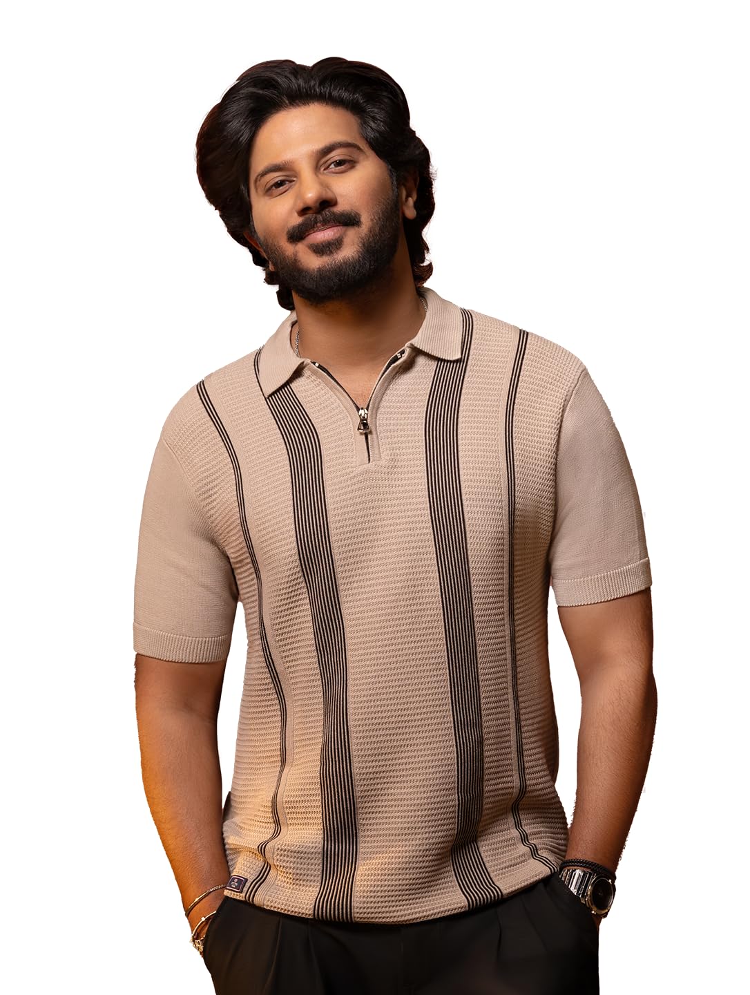 Men's Beige Stripes Polo T-Shirt | Relaxed Fit Half Sleeve | Cotton Blend Fabric for Breathable & Lightweight Comfort | Casual Wear | Collar T Shirt for Men-image-24
