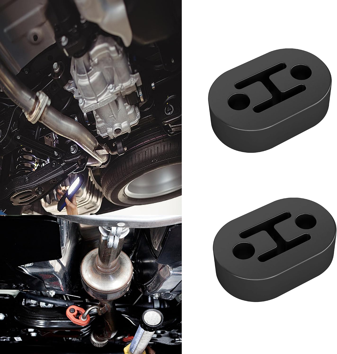 Exhaust Rubber Hanger,2 Holes 0.45 inch Rubber Exhaust Hanger Universal Muffler Bushing(4pack)
