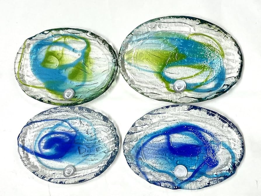 Amazon | E146 琉球ガラス村沖縄ガラス プレートセット 大皿小皿