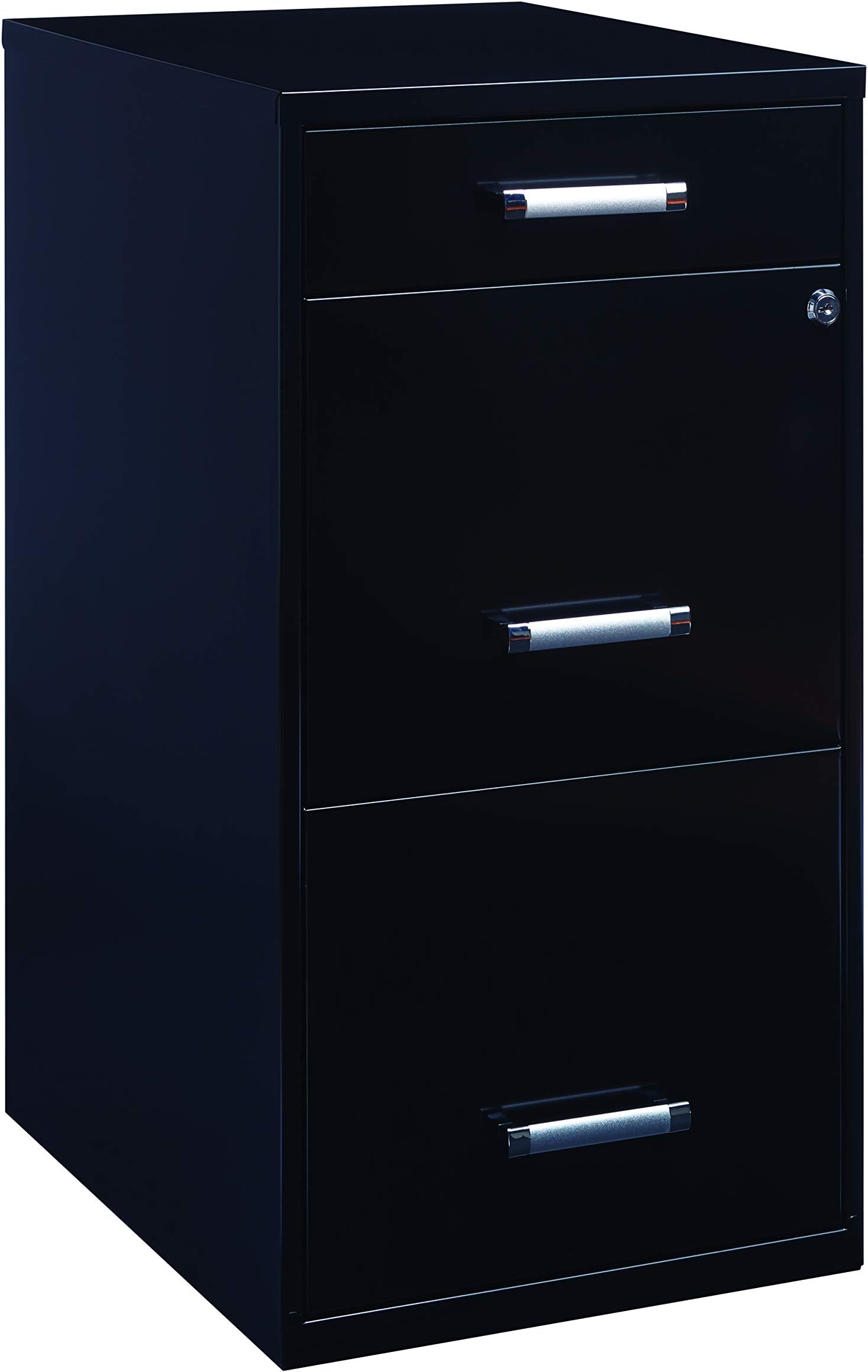 Space Solutions3 Drawer Fully Assembled Steel File Cabinet, Home & Small Office Use, Fits Under Most Desks, Letter-Size, Small Supply Drawer, Locking, Black