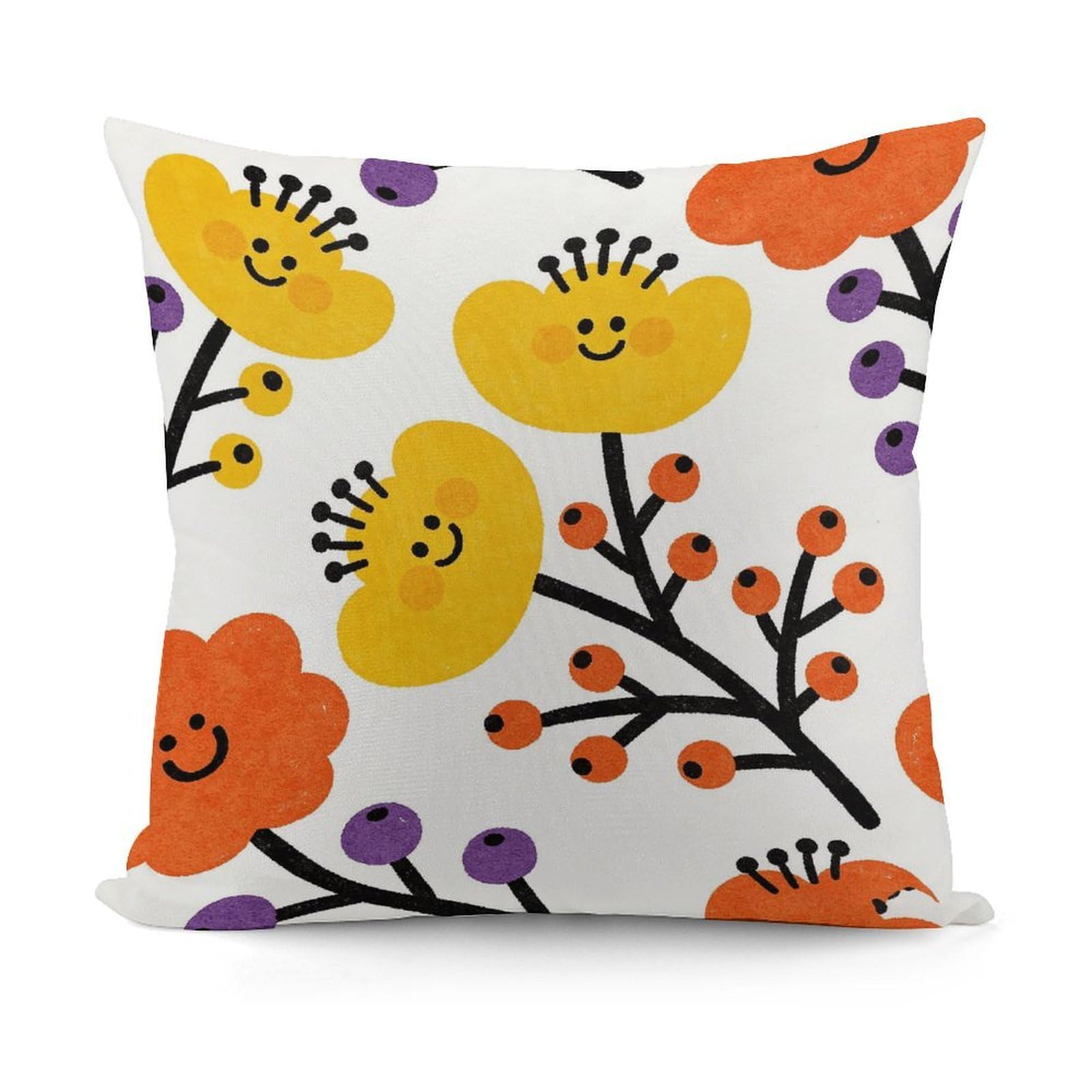 LZQPOEAS Flower Branch Pattern Cute Throw Pillow Cover 18 X 18 in Cozy Couch Pillow Covers Farmhouse Throw Pillow Case Modern Square Pillowcase Home Decor Cushion Cover for Bedroom Living Room