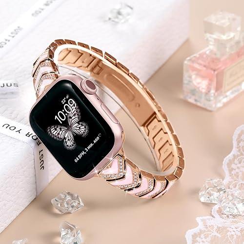 Miniatura 2 de Omnillert Correas de metal compatibles con Apple Watch Band 1.496 in 1.575 in 1.614 in 1.654 in 1.732 in 1.772 in, correa delgada de repuesto para