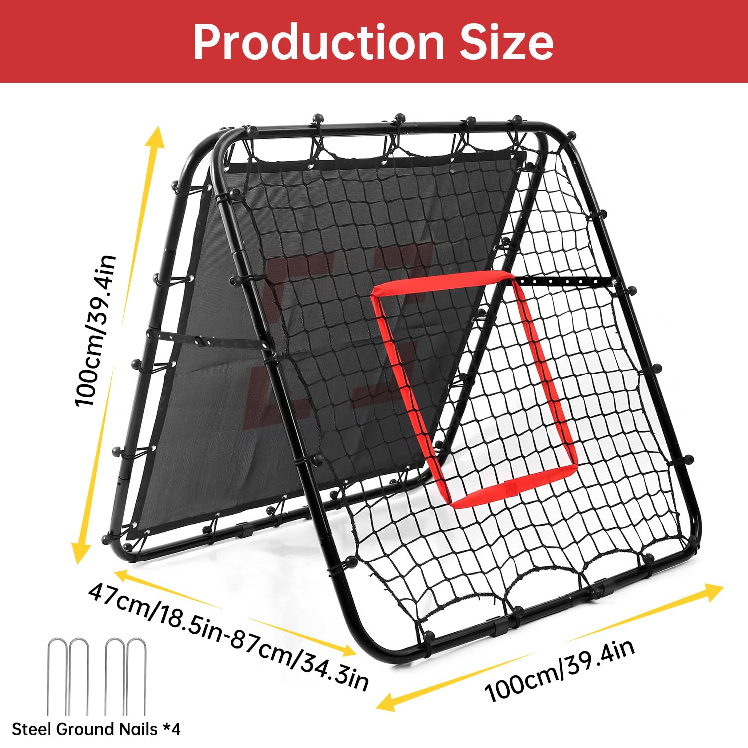 Red de reboteador de fútbol para niños, red de reboteador de voleibol, red de entrenamiento ajustable, red de rebote con kickback objetivo objetivo niños fútbol entrenamiento portería portátil de